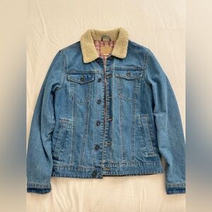 Cotton On Nu Sherpa-Lined Rodeo Denim Jean Jacket - Size Small